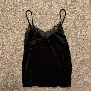 Black Velvet Camisole with Lace Trim SMALL NWT